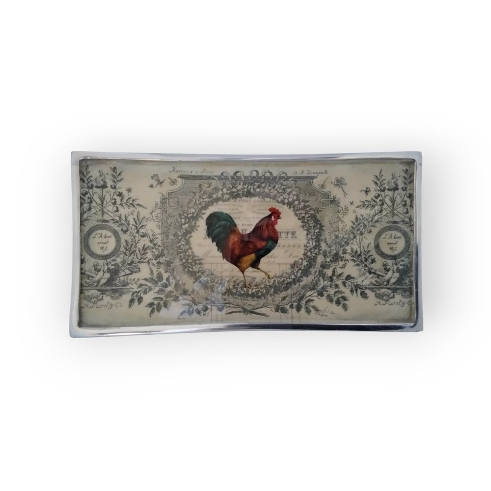 French Rooster Brushed Aluminum Valet Tray by Paperproducts Design 2014